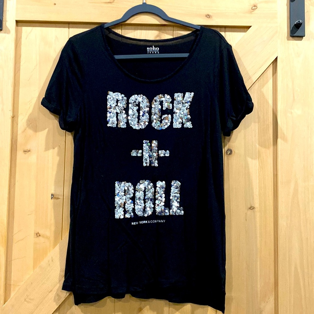 New York and Company Rock N Roll Sequin Tee